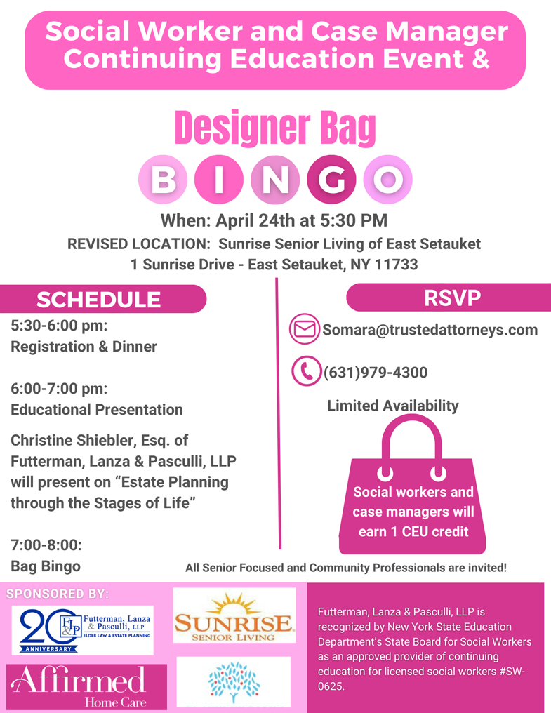 Social Worker and Case Manager continuing Education & Designer Bag | BINGO 